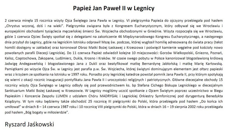 JP II w Legnicy